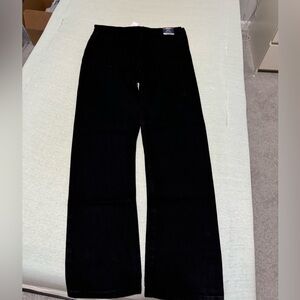 Black denim straight leg jeans